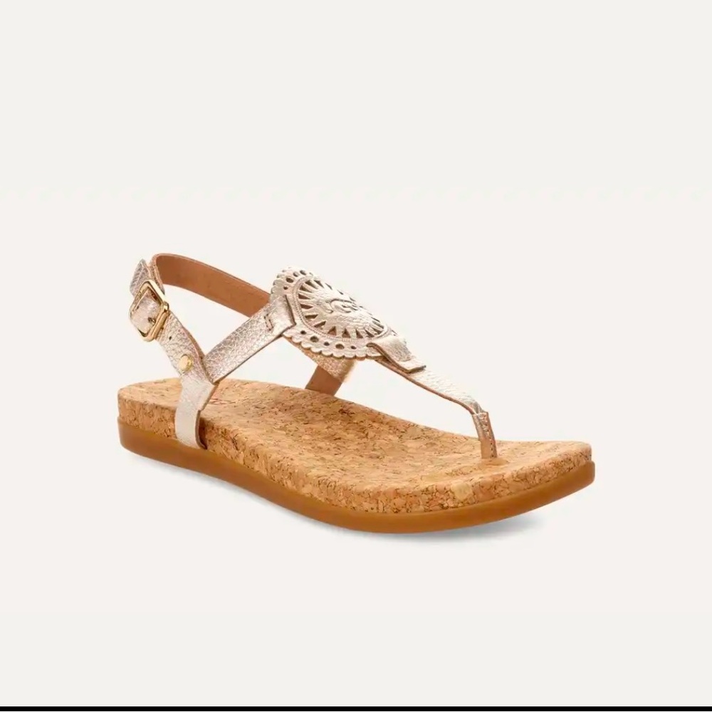 Women’s UGG AYDEN II Metallic Leather Gold Sandal Size 10 New Without Box